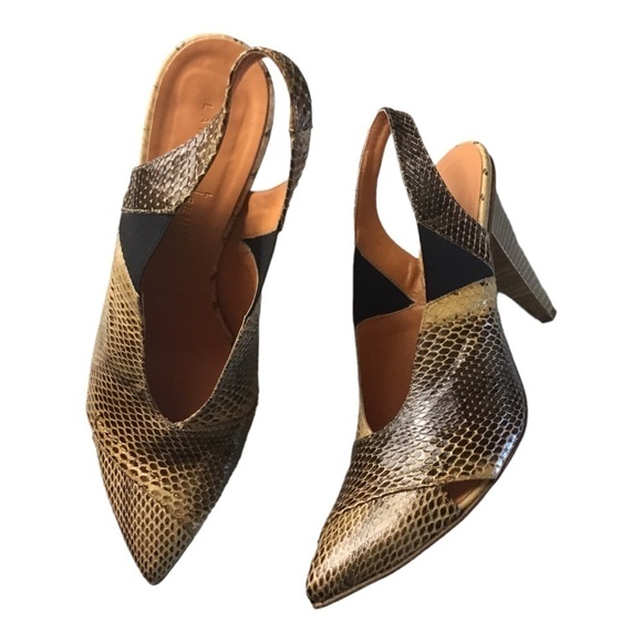 Anthropologie Latitude Femme Snake skin heels made in Italy. Size 40 EU - Picture 1 of 9